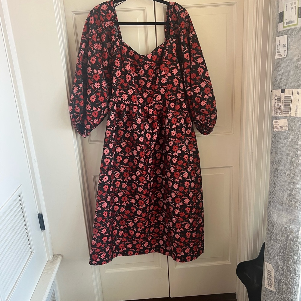 Sugarlips Pink and Black Dress with Bishop Sleeves